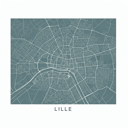 Carte architecturale minimaliste du centre de Lille.